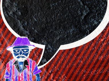 İnsanların düşünme insanlar konuşmak ve konuşma balonu çimento duvar 