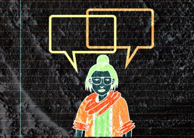 İnsanların düşünme insanlar konuşmak ve konuşma balonu çimento duvar 