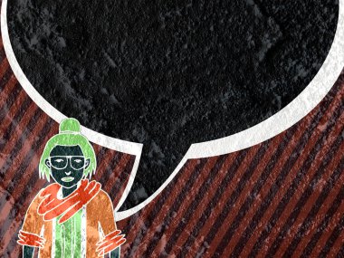 İnsanların düşünme insanlar konuşmak ve konuşma balonu çimento duvar 