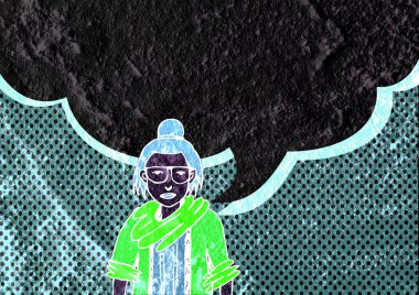 İnsanların düşünme insanlar konuşmak ve konuşma balonu çimento duvar 