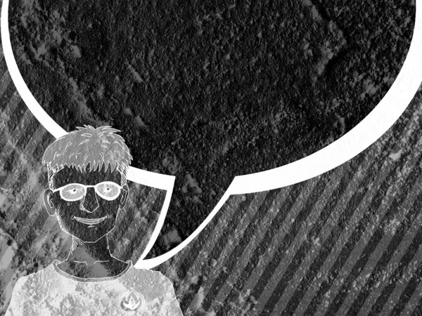 İnsanların düşünme insanlar konuşmak ve konuşma balonu çimento duvar 