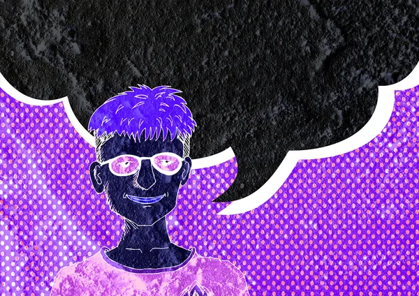 İnsanların düşünme insanlar konuşmak ve konuşma balonu çimento duvar 