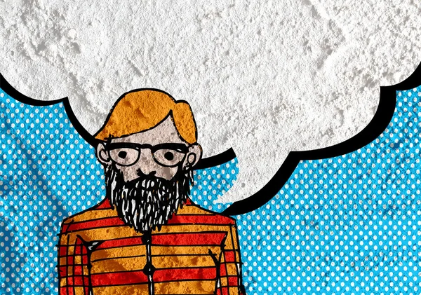 İnsanların düşünme insanlar konuşmak ve konuşma balonu çimento duvar 