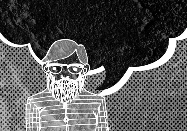 İnsanların düşünme insanlar konuşmak ve konuşma balonu çimento duvar 