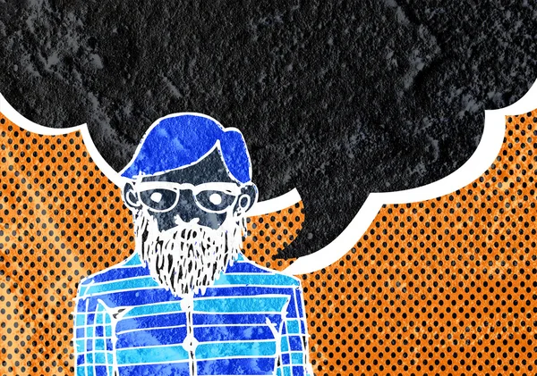 İnsanların düşünme insanlar konuşmak ve konuşma balonu çimento duvar 