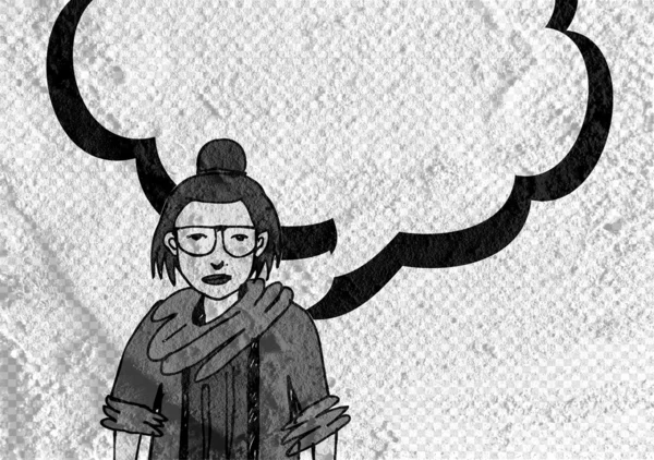 İnsanların düşünme insanlar konuşmak ve konuşma balonu çimento duvar 