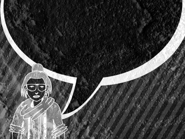 İnsanların düşünme insanlar konuşmak ve konuşma balonu çimento duvar 