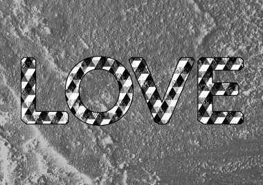 Sevgililer günü kartı çimento duvar adam aşk yazı tipi