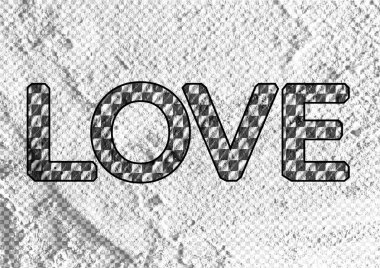 Sevgililer günü kartı çimento duvar arka plan için yazı tipi seviyorum