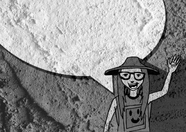 İnsanların düşünme insanlar konuşmak ve konuşma balonu çimento duvar 