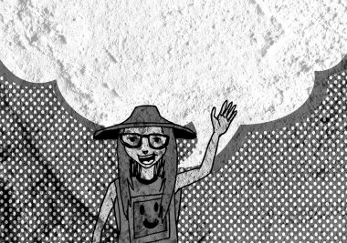 İnsanların düşünme insanlar konuşmak ve konuşma balonu çimento duvar 