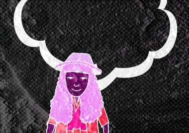 İnsanların düşünme insanlar konuşmak ve konuşma balonu çimento duvar 