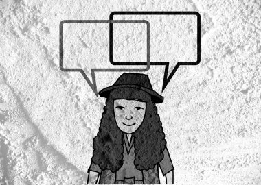 İnsanların düşünme insanlar konuşmak ve konuşma balonu çimento duvar 