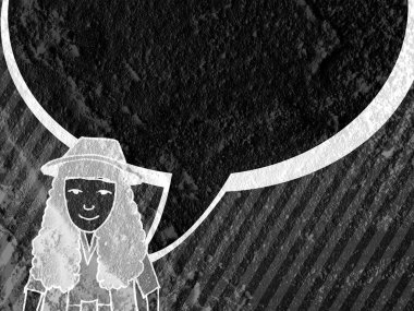 İnsanların düşünme insanlar konuşmak ve konuşma balonu çimento duvar 