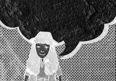 İnsanların düşünme insanlar konuşmak ve konuşma balonu çimento duvar 