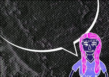 İnsanların düşünme insanlar konuşmak ve konuşma balonu çimento duvar 