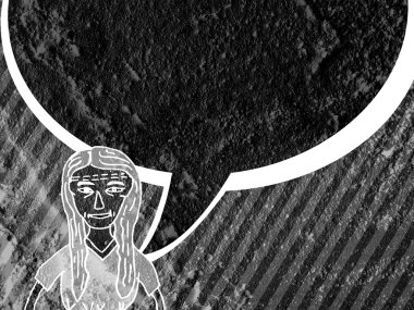 İnsanların düşünme insanlar konuşmak ve konuşma balonu çimento duvar 