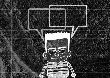 İnsanların düşünme insanlar konuşmak ve konuşma balonu çimento duvar 