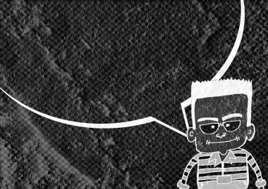 İnsanların düşünme insanlar konuşmak ve konuşma balonu çimento duvar 