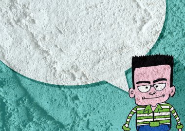 İnsanların düşünme insanlar konuşmak ve konuşma balonu çimento duvar 