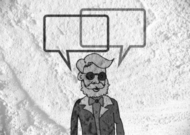 İnsanların düşünme insanlar konuşmak ve konuşma balonu çimento duvar 