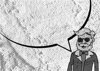 İnsanların düşünme insanlar konuşmak ve konuşma balonu çimento duvar 