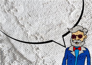 İnsanların düşünme insanlar konuşmak ve konuşma balonu çimento duvar 