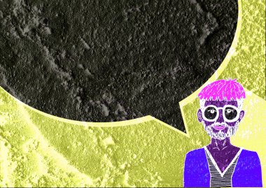 İnsanların düşünme insanlar konuşmak ve konuşma balonu çimento duvar 