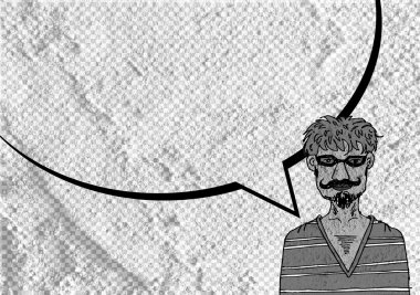 İnsanların düşünme insanlar konuşmak ve konuşma balonu çimento duvar 