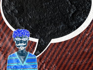 İnsanların düşünme insanlar konuşmak ve konuşma balonu çimento duvar 