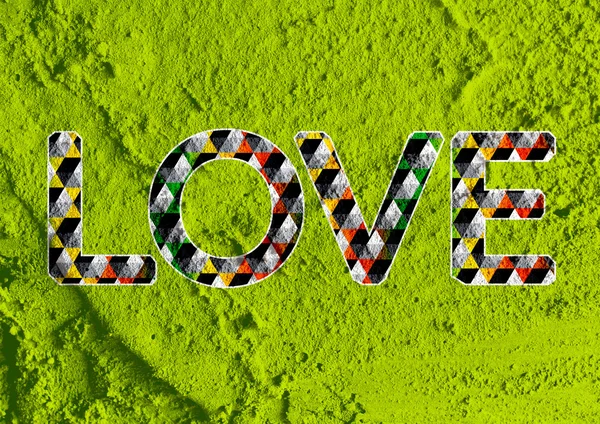 Sevgililer günü kartı çimento duvar adam aşk yazı tipi — Stok fotoğraf