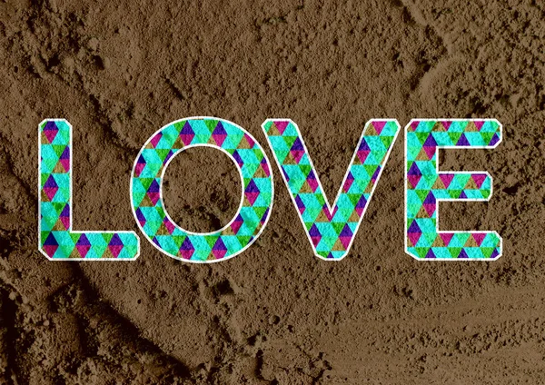 Liebe Schriftart für Valentinstag Karte auf Zementwand Hintergrund — Stockfoto