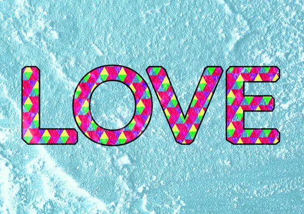 Typ czcionki miłości na Walentynki karty na ścianie cementu deseń — Zdjęcie stockowe