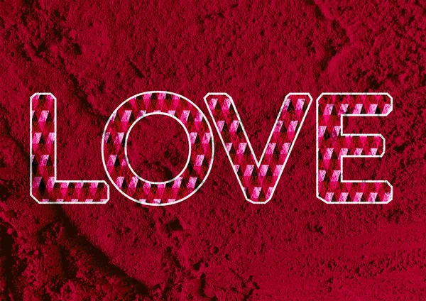 Tipo de fuente LOVE para la tarjeta del día de San Valentín en el fondo del muro de cemento — Foto de Stock