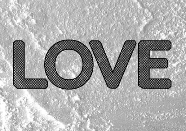 Sevgililer günü kartı çimento duvar arka plan için yazı tipi seviyorum — Stok fotoğraf