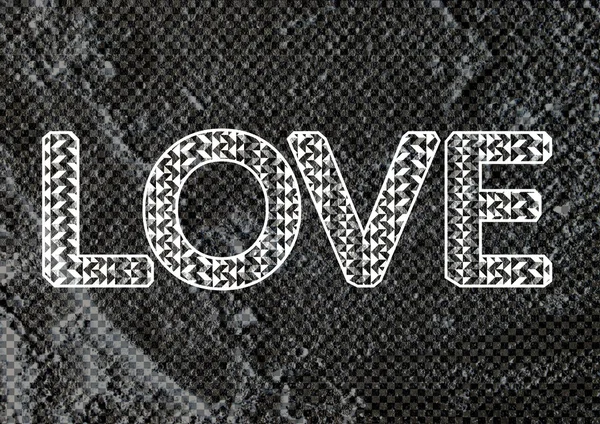 Τύπος γραμματοσειράς αγάπη για ημέρα του Αγίου Βαλεντίνου κάρτα στον τοίχο τσιμέντου φόντο — Φωτογραφία Αρχείου