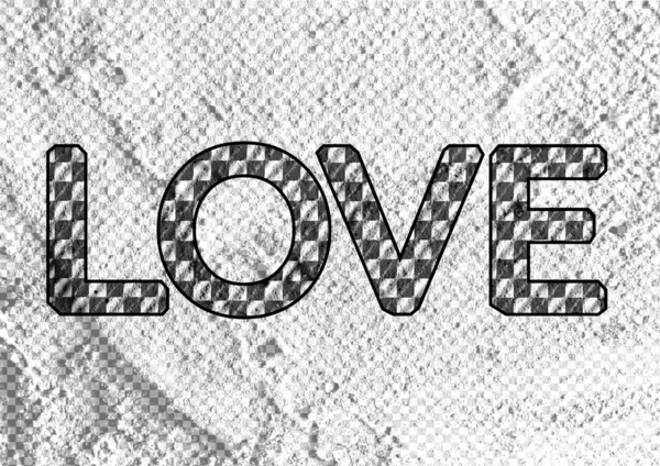 글꼴 유형 시멘트 벽 배경에 발렌타인 데이 카드에 대 한 사랑 — 스톡 사진