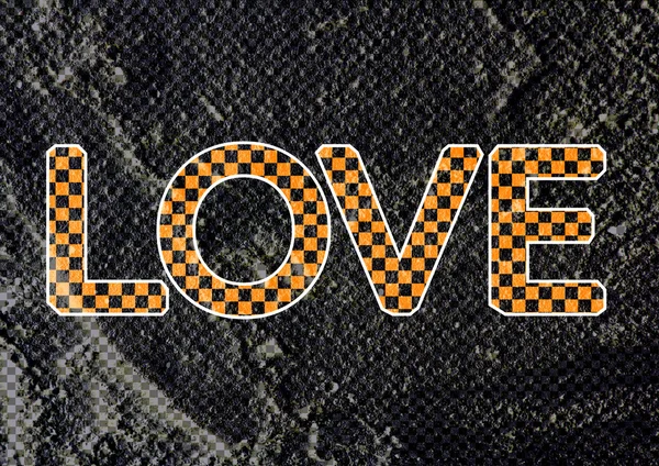 Tipo de fuente LOVE para la tarjeta del día de San Valentín en el fondo del muro de cemento — Foto de Stock