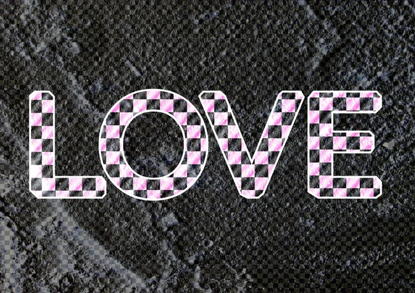 Láska typ písma pro Valentýna kartu na Cement zdi pozadí — Stock fotografie