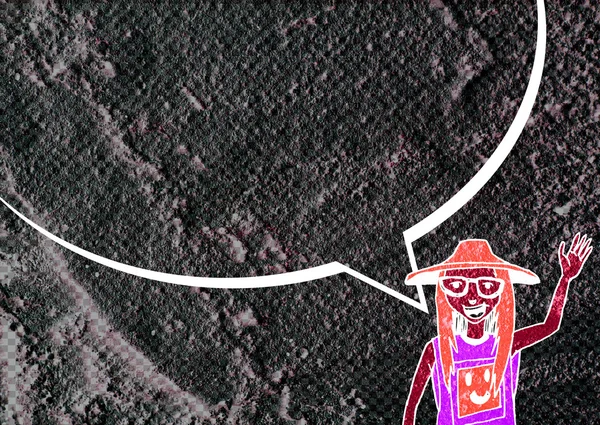 İnsanların düşünme insanlar konuşmak ve konuşma balonu çimento duvar 