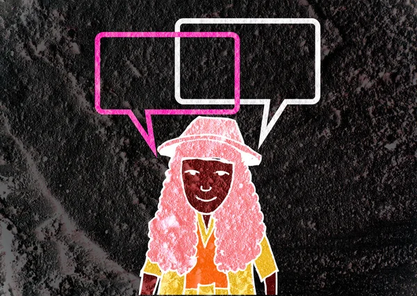 İnsanların düşünme insanlar konuşmak ve konuşma balonu çimento duvar 