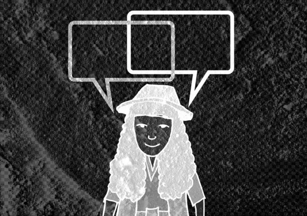 İnsanların düşünme insanlar konuşmak ve konuşma balonu çimento duvar 