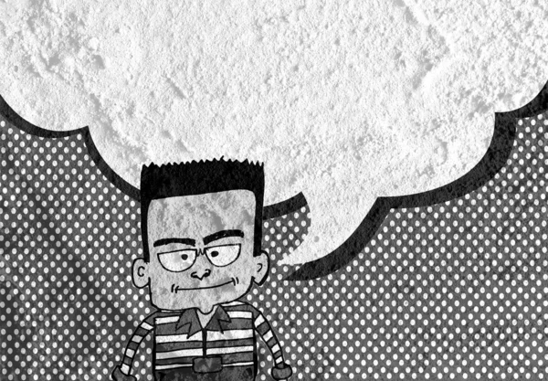 İnsanların düşünme insanlar konuşmak ve konuşma balonu çimento duvar — Stok fotoğraf