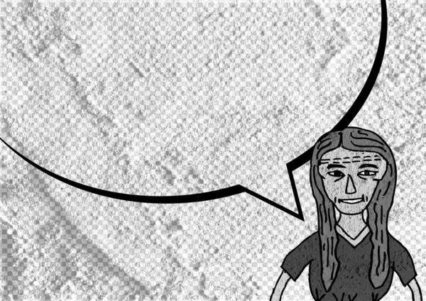 İnsanların düşünme insanlar konuşmak ve konuşma balonu çimento duvar 