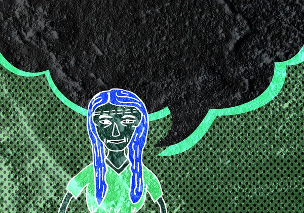 İnsanların düşünme insanlar konuşmak ve konuşma balonu çimento duvar 