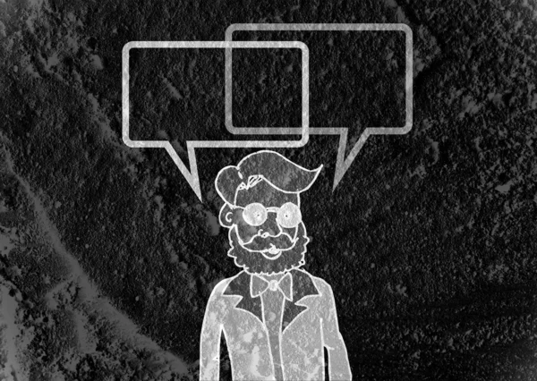 İnsanların düşünme insanlar konuşmak ve konuşma balonu çimento duvar 