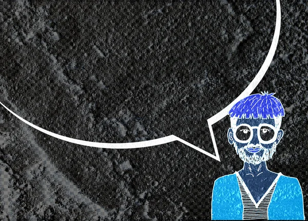 İnsanların düşünme insanlar konuşmak ve konuşma balonu çimento duvar 