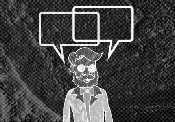 İnsanların düşünme insanlar konuşmak ve konuşma balonu çimento duvar 