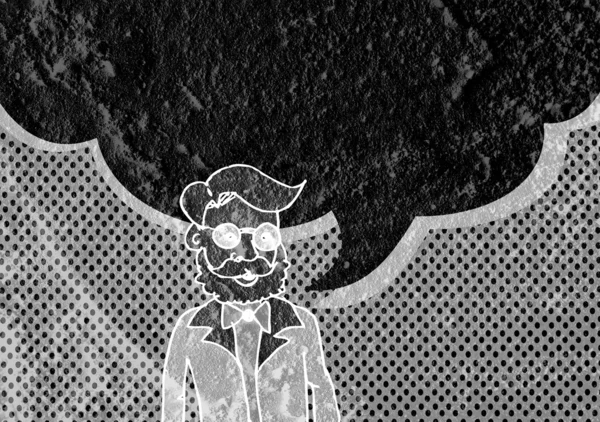 İnsanların düşünme insanlar konuşmak ve konuşma balonu çimento duvar 