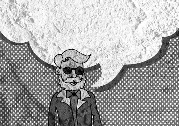 İnsanların düşünme insanlar konuşmak ve konuşma balonu çimento duvar 